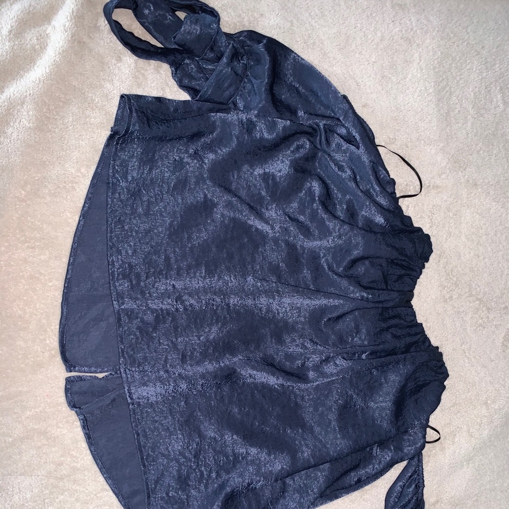 Strapless/off the shoulder navy top